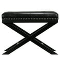 thumbnail image 3 of Cortesi Home Kayla Traditional X Bench Ottoman in Vinyl with Nailhead Trim, Black, 3 of 12