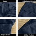 thumbnail image 6 of Fanxing Men's Pockets Cargo Shorts Below Knee Twill Long Shorts Work Short with Multi-Pockets Men Shorts 9 Inch Inseam Capri Pants （No Belt） Navy,XXL, 6 of 6