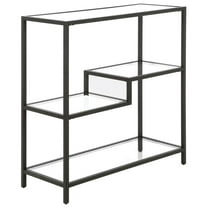 HomeRoots 36" Black Metal And Glass Four Tier Etagere Bookcase