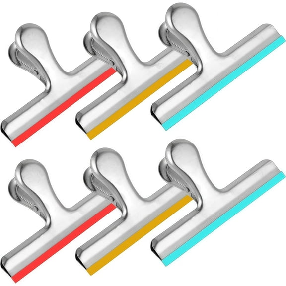 Stainless Steel Silicone Heavy Duty Air Tight Seal No Sharp Edges Color Coded Bag Clips, 6 Pack