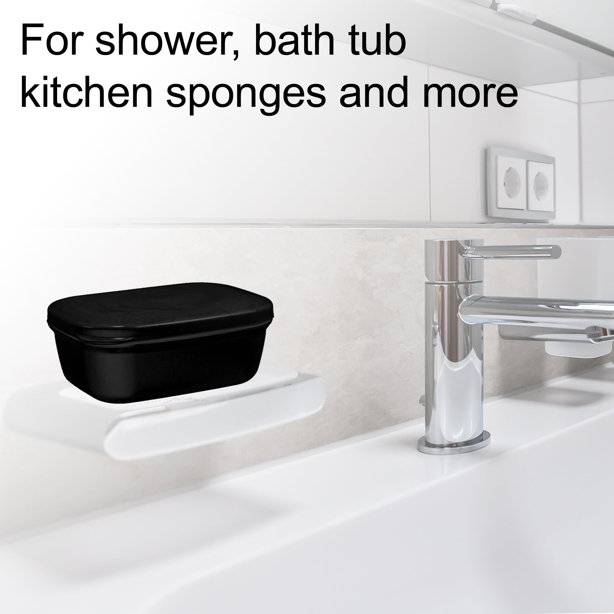 Unique Bargains Soap Dish Keep Soap Dry Soap Cleaning Storage for Bathroom Kitchen Black