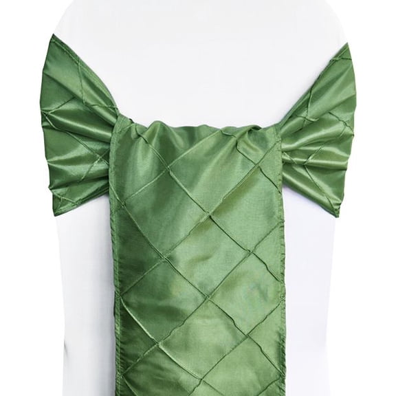 Wedding Linens Inc. (5pcs) 9.5"x108" Pintuck Chair Sashes Bows Ties Linens for Wedding Party Ceremony Event Home Dining Reception - Clover Green