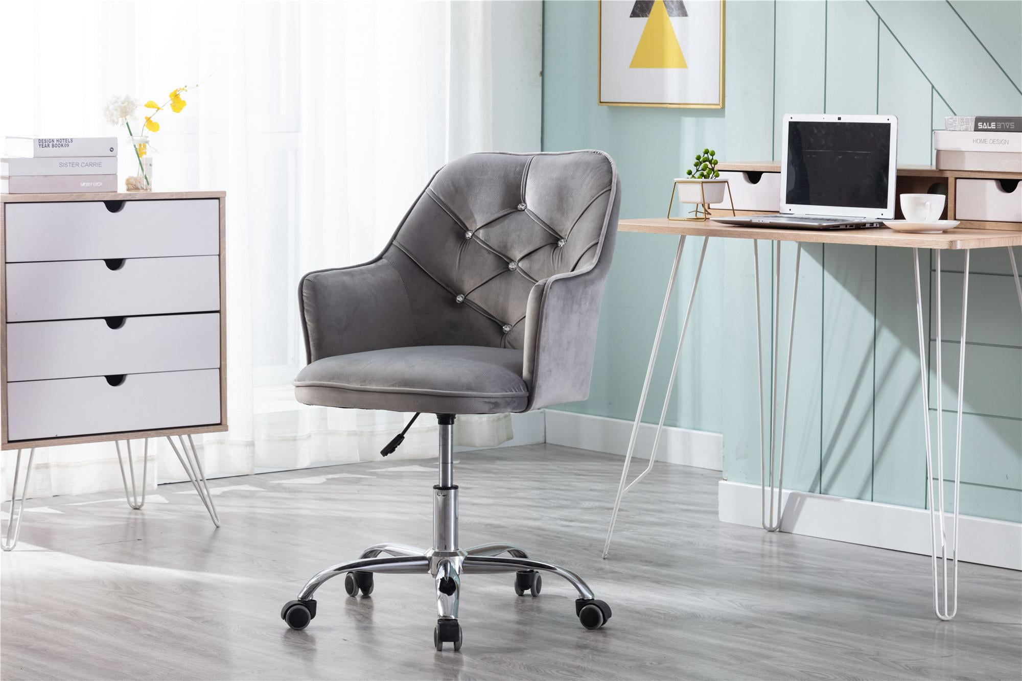 Vanity Chair For Makeup Room With Wheels, Salon Chair for Hair Stylist