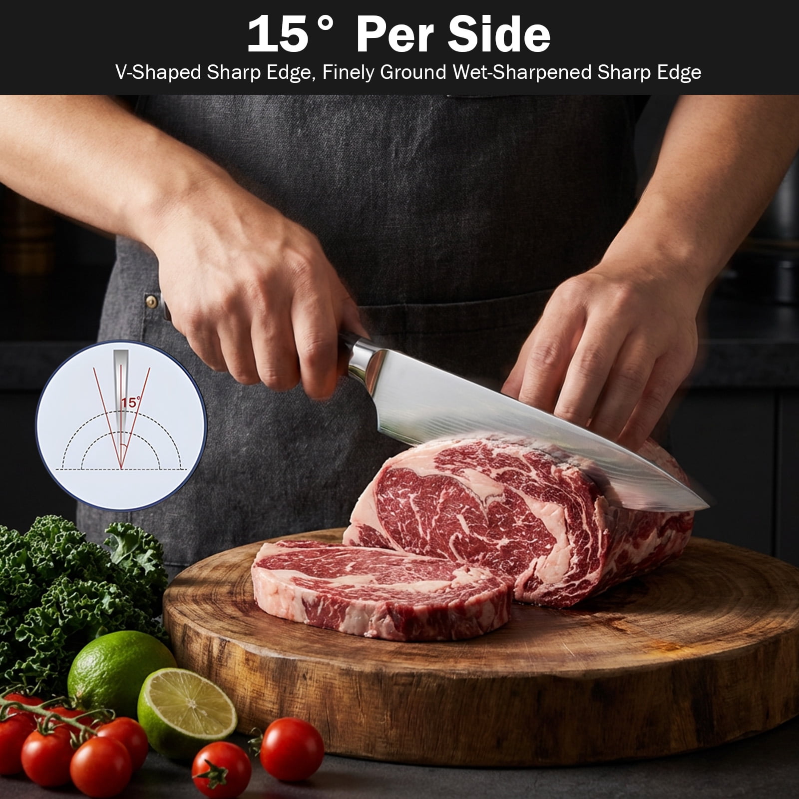 Pechvin Premium 4-Piece Kitchen Knife Set, High-Carbon Stainless Steel, Ultra Sharp, Ergonomic Handle, Rust-Resistant