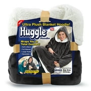 Huggle Hoodie, Fleece & Sherpa Wearable Blanket Hoodie, Gray, Unisex One Size