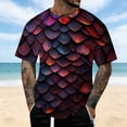 thumbnail image 2 of IWRICH Novelty Short Sleeve T Shirts for Men Crewneck Shirt Funny Fashion Fish Scale Tees Casual Printed Tops 06-Dark Purple L, 2 of 6