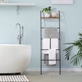 thumbnail image 5 of Rustic Blanket Ladder Rack Decorative Ladder Rack with Storage Shelf Black, 5 of 6