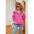 thumbnail image 3 of XCHQRTI Women's Zipper Sweatshirt V Neck Lapel Hoodie Long Sleeve Pullover Loose Fit Fall Sweatshirt, 3 of 8