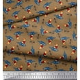 thumbnail image 2 of Soimoi Tissu Satin Modal Texte, Rugby & Oiseau Imprimé Dessin Animé Tissu au Mètre 42 Pouces de Large, 2 of 3