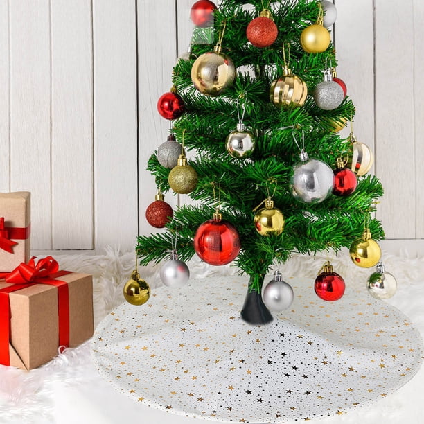 Christmas Tree Skirt Halloween Holiday Decoration with Sequins Snowflake Flannel Party Arrangements Festive Decor for Home Indoor Outdoor Xmas Celebration Gifts Supplies