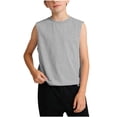 thumbnail image 2 of Tdoqot Boys Cotton Tank Tops- Casual Sleeveless Crewneck Soft Kids Summer Undershirts Gray Size 10, 2 of 6