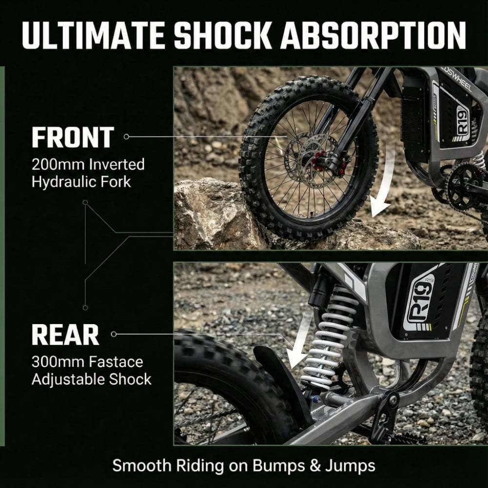 Electric Dirt Bike for Adults, 72V 40Ah, 75 Miles, 6000W Motor, 45MPH