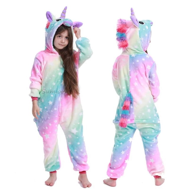 Conjuntos de pijamas Kigurumi de unicornio para niños, disfraz de dibujos animados de animales de Halloween, Jumpusits de dinosaurio de Navidad para 4-12 años