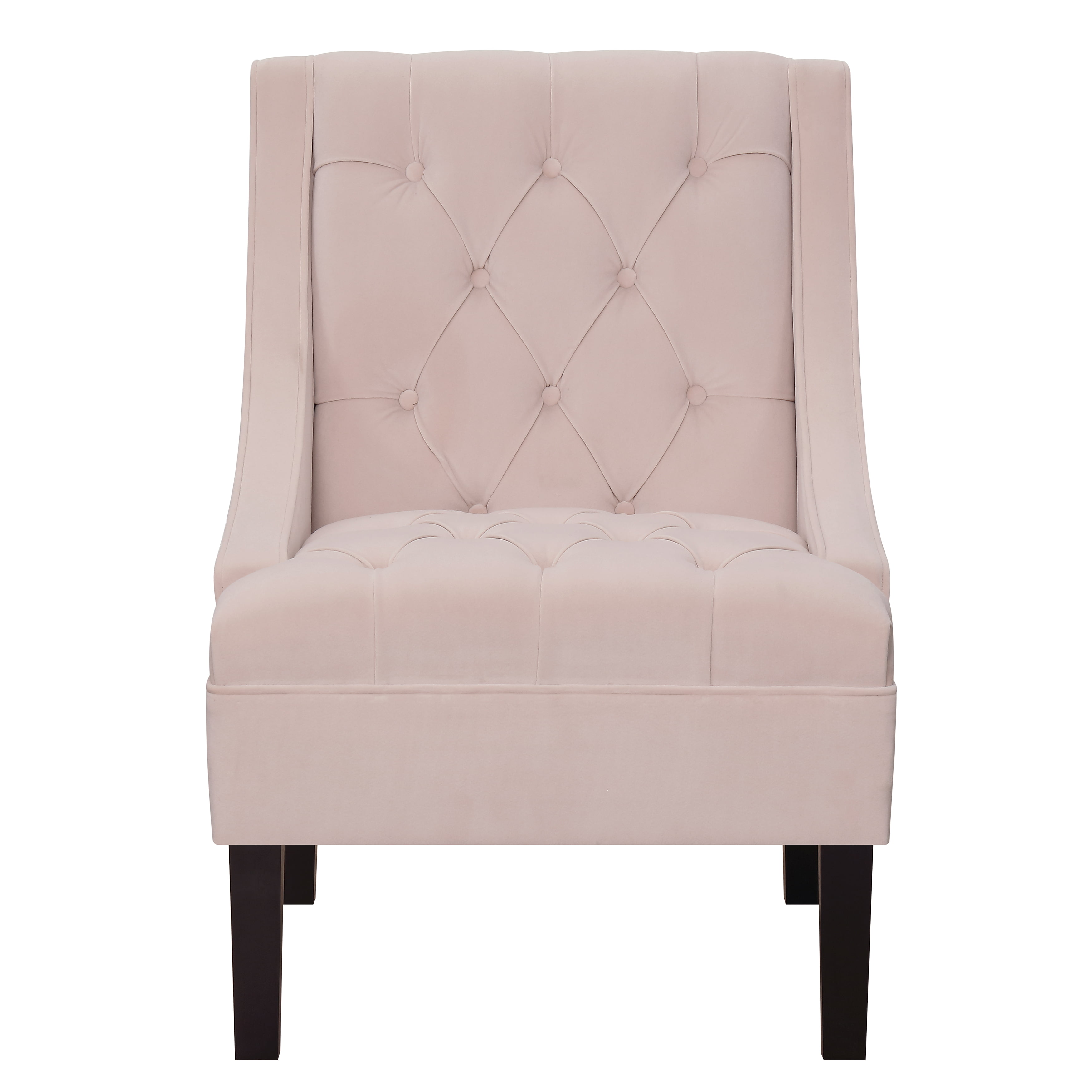 Button Tufted Accent Chair in Blush Pink
