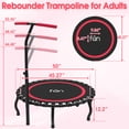 thumbnail image 3 of Jump Into Fun 50" Rebounder Trampoline for Adults, 330LBS Foldable Fitness Trampoline with Bungees, Adjustable Handlebar, Noise-free Exercise Rebounder for Indoor Workout, 3 of 9
