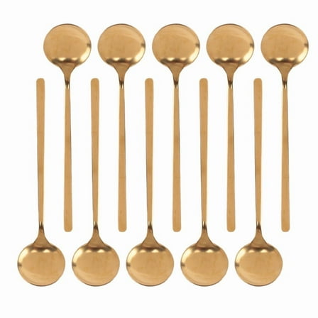 Stainless Steel 10 Pcs Espresso Spoons Teaspoons for Coffee Sugar Dessert Cake Ice Cream Soup Antipasto (Gold)