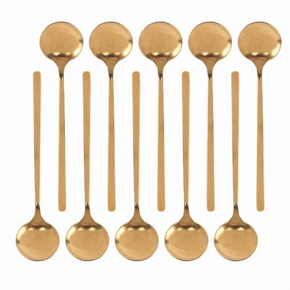 Stainless Steel 10 Pcs Espresso Spoons Teaspoons for Coffee Sugar Dessert Cake Ice Cream Soup Antipasto (Gold)