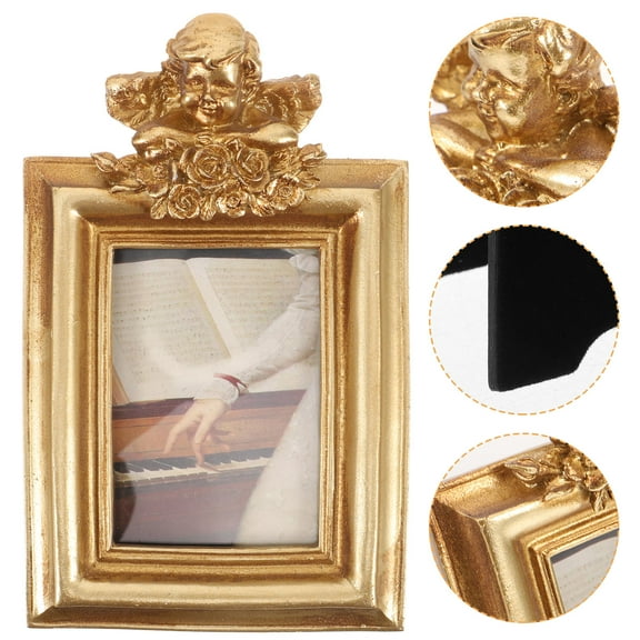 Masteelf FRCOLOR 1 Set Angel Adorned Photo Frame European Style Gold Picture Frame for Decor