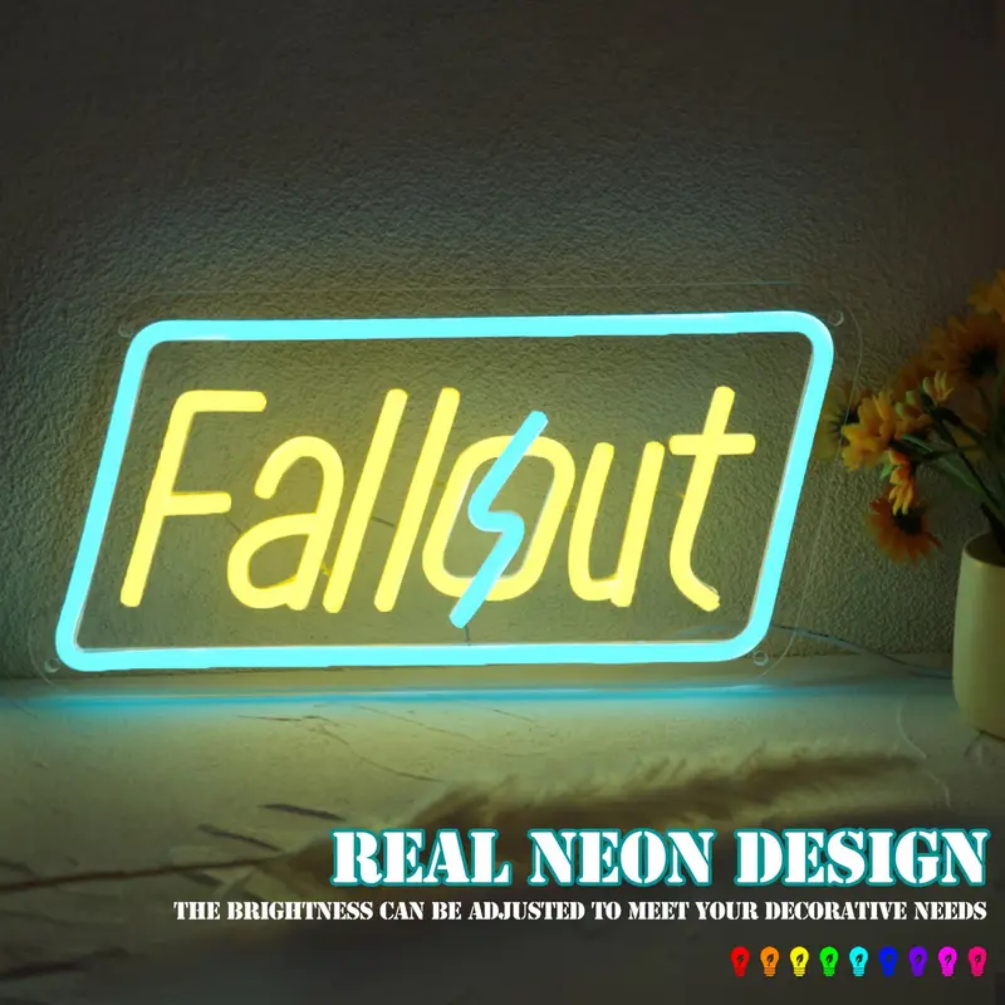 UPONRAY Fallout Neon Signs, 13.7"*6.7" Dimmable & USB-Powered LED Neon Light, Stylish Wall Decor for Bedroom, Game Room, Man Cave, Internet Cafe, Arcade