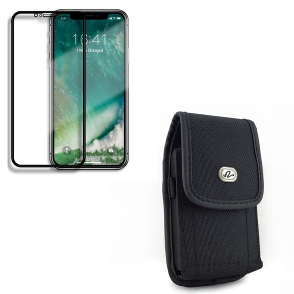 Screen Protector & Case Belt Clip for iPhone XR 11 ONLY - Ceramics Matte 3D Curved Edge Full Cover   Rugged Holster Canvas Cover Combo