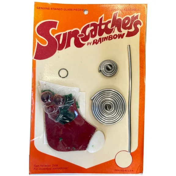 Rainbow Art Glass Holiday Stocking Suncatcher