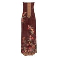 thumbnail image 5 of Summer Saving Wycnly Dresses for Women 2024 Summer Beach Vintage Graphics Sexy Strapless Pleated Hem Long Sundress with Pocket Floral Print Sleeveless Tube Top Maxi Formal Dresses for Women Wine l, 5 of 5