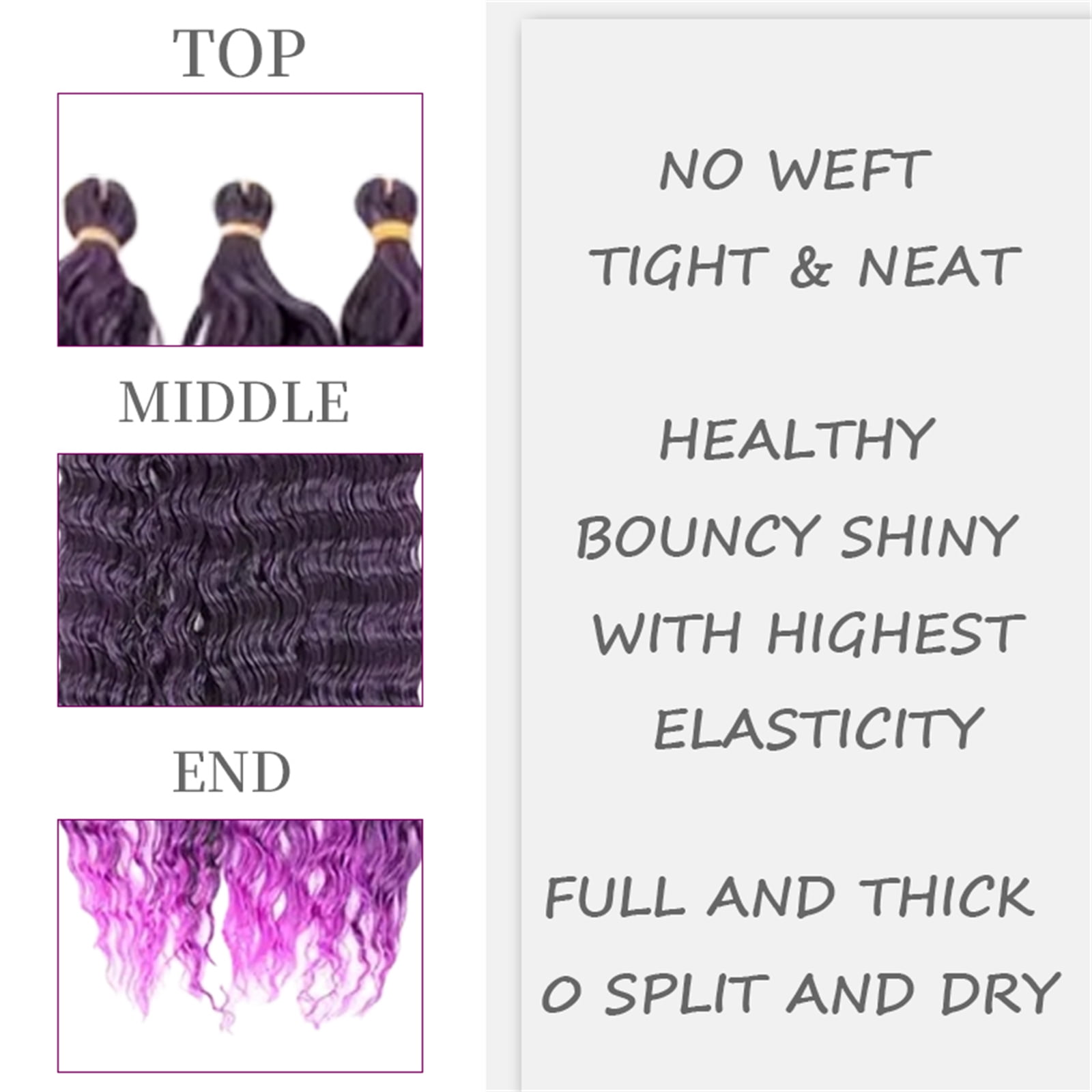 3 Pack 32 In Deep Wave Bundles Crochet Hair, Boho Hair for Braiding, Hair Extensions for Women