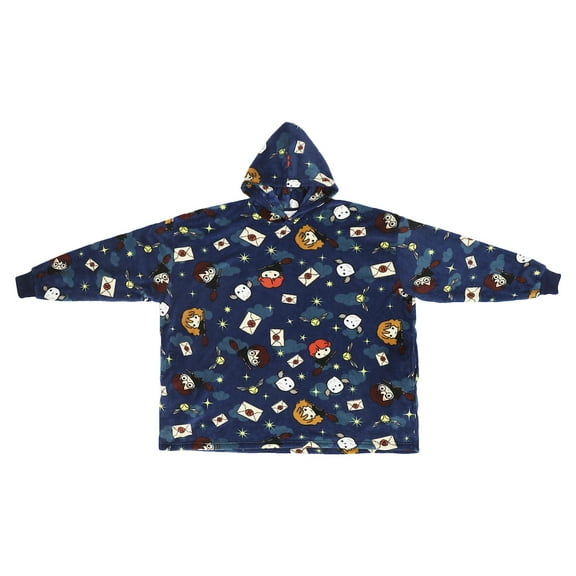 Harry Potter Chibi Characters & Icons Blue Long Sleeve Oversized Hoodie Wearable Blanket-OSFA