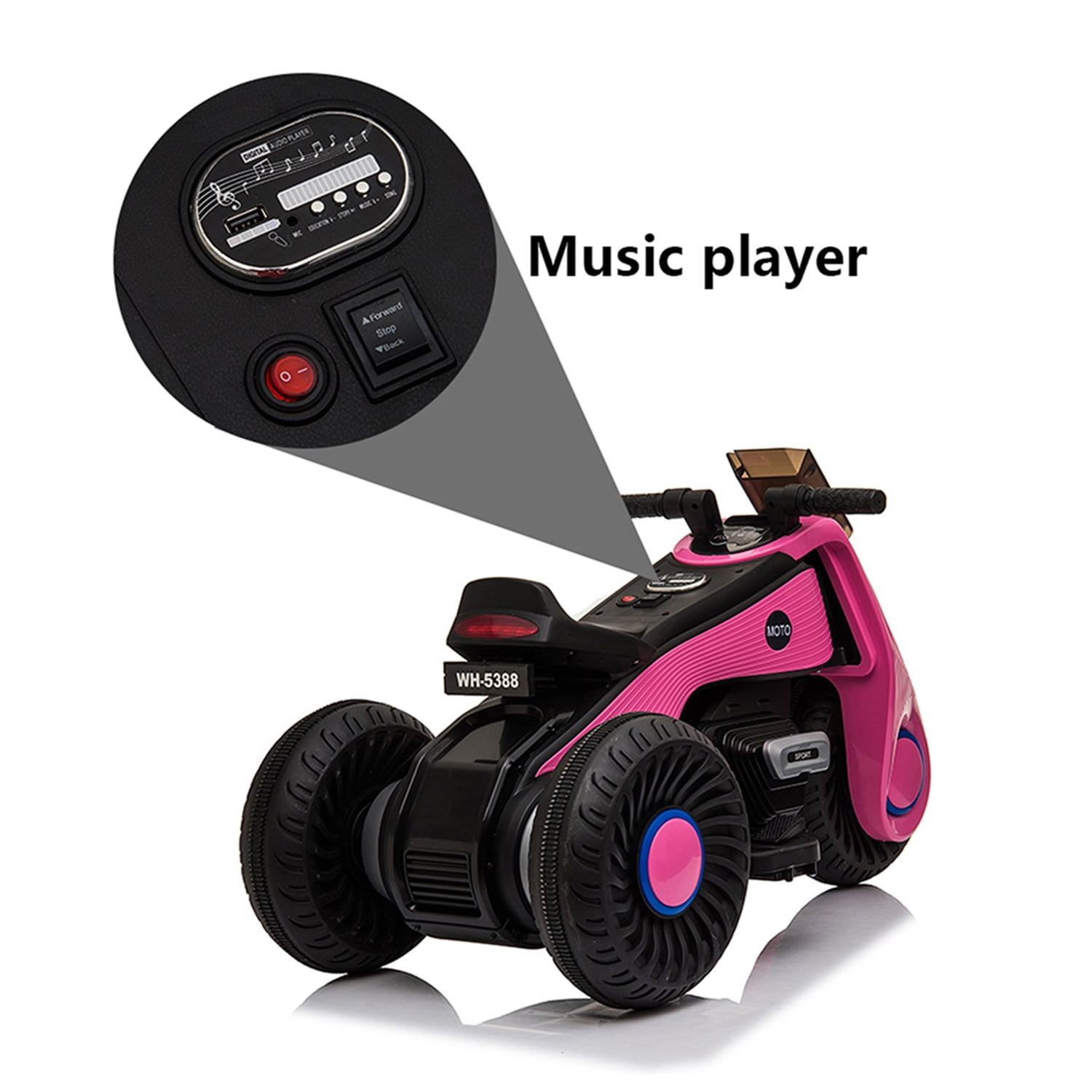 CIPACHO 6V Kids Ride on Motorcycle, 3 Wheel Trike Motorcycle, Electric Ride on Toys with Music, Story Playing, Pink CIPACHO 6V Kids Ride on Motorcycle, 3 Wheel Trike Motorcycle, Electric Ride on Toys with Music, Story Playing, Pink