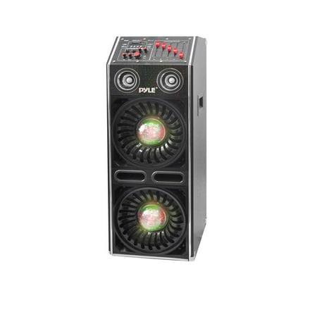 Disco Jam 2 BT Active Powered Speaker System, Flashing DJ Lights, Dual 10-Inch Woofers, Dual 3-Inch Tweeters, USB/SD Memory Card Readers, Aux (3.5mm) Input, 1500 Watt