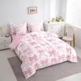 thumbnail image 3 of Manfei Plaid Bow Tie 7pcs Queen Bedding Set - Cute Pink Bow (For Girls), 3 of 8
