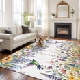 thumbnail image 2 of 5'x7' Area Rugs for Living Room Bedroom, Watercolor Floral Washable Rug Carpet Runner Indoor Outdoor, Spring Daisy Sunflowers Wisteria Hummingbird Non Slip Floor Mats Area Rug for Kitchen, Nursery, 2 of 8