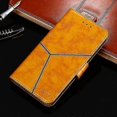 thumbnail image 3 of Funda de piel sintética y TPU con diseño geométrico para iPhone XR, color amarillo, 3 of 5