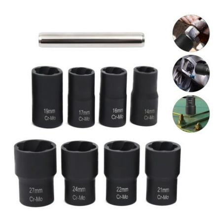 

Rongfun Set of 8 Impact Bolt Extractor Nut Remover Set Stripped Extraction Socket Tools