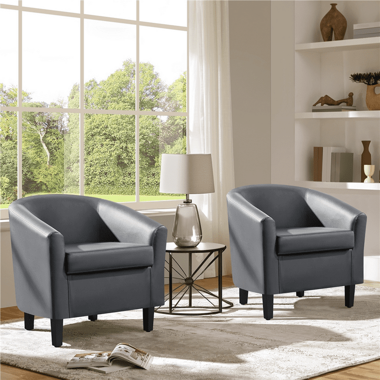 Grey Faux Leather Accent Chairs To Go With Grey Leather Sofa