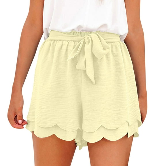 Sngxgn Women Casual High Waisted Casual Shorts Frayed Raw Hem Ripped Casual Shorts(Beige,L)