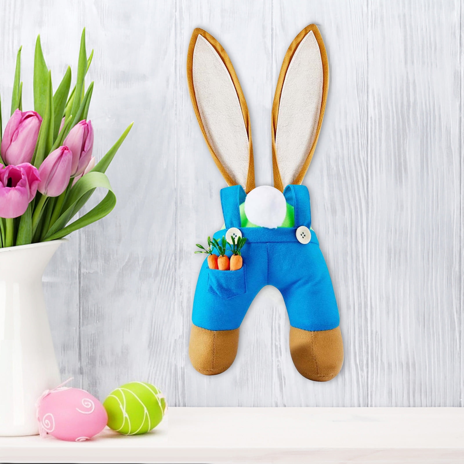 Easter Bunny Wreath with Bow, Spring Floral Decor for Easter Door Wall Decor Indoor Home Decor, Pastel Colors