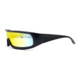 thumbnail image 3 of Futuristic Cyber Narrow Rectangle Shield Plastic Sunglasses Matte Black - Orange Mirror, 3 of 4