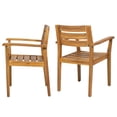 thumbnail image 4 of GZXS Classic Outdoor Dining Chair Set of 2, Solid Acacia Wood Armchairs with Slatted Back and Seat, Rustic Patio Seating for Porch or Backyard (Teak), 4 of 10