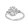 thumbnail image 3 of 925 Sterling Silver Oxidized Platinum Plated Flower Vintage Women Valentines Day Gifts Ring, 3 of 4
