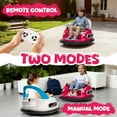 thumbnail image 2 of Kids Bumper Car, 12V Ride on Toy with Remote Control, Electric Bumper Car Ride on for Girls Boys Ages 2-5, 360 Degree Spin, Bluetooth, Light, Seat Belt, Rose Pink, 2 of 7