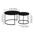 thumbnail image 2 of Round Nesting Table with Metal Frame,Coffee Table with Space-Saving,Side Tables for Living Room,Bedroom,Balcony,Yard,Black, 2 of 9