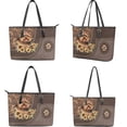 thumbnail image 3 of TSOVTHRID Sunflower Yorkshire Terrier Print Handbag and Wallet Set Womens Tote Bag with Matching Wristlet Wallet Brown Pu Leather Top Handle Handbag Satchel Purse for Shopping Walking, 3 of 7