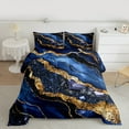 thumbnail image 2 of Manfei Marble Texture Road Full Size Comforter Sets,Blue Gold Black Bedding Comforter Set,Modern Fluid Art Bedding Sets For Girl,Microfiber Room Decoration Reversible,3-Piece, 2 of 8