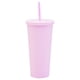 thumbnail image 1 of Vaso con pajita de plástico de doble capa de 700ml, práctico vaso de agua helado para exteriores de gran capacidad, 1 of 5