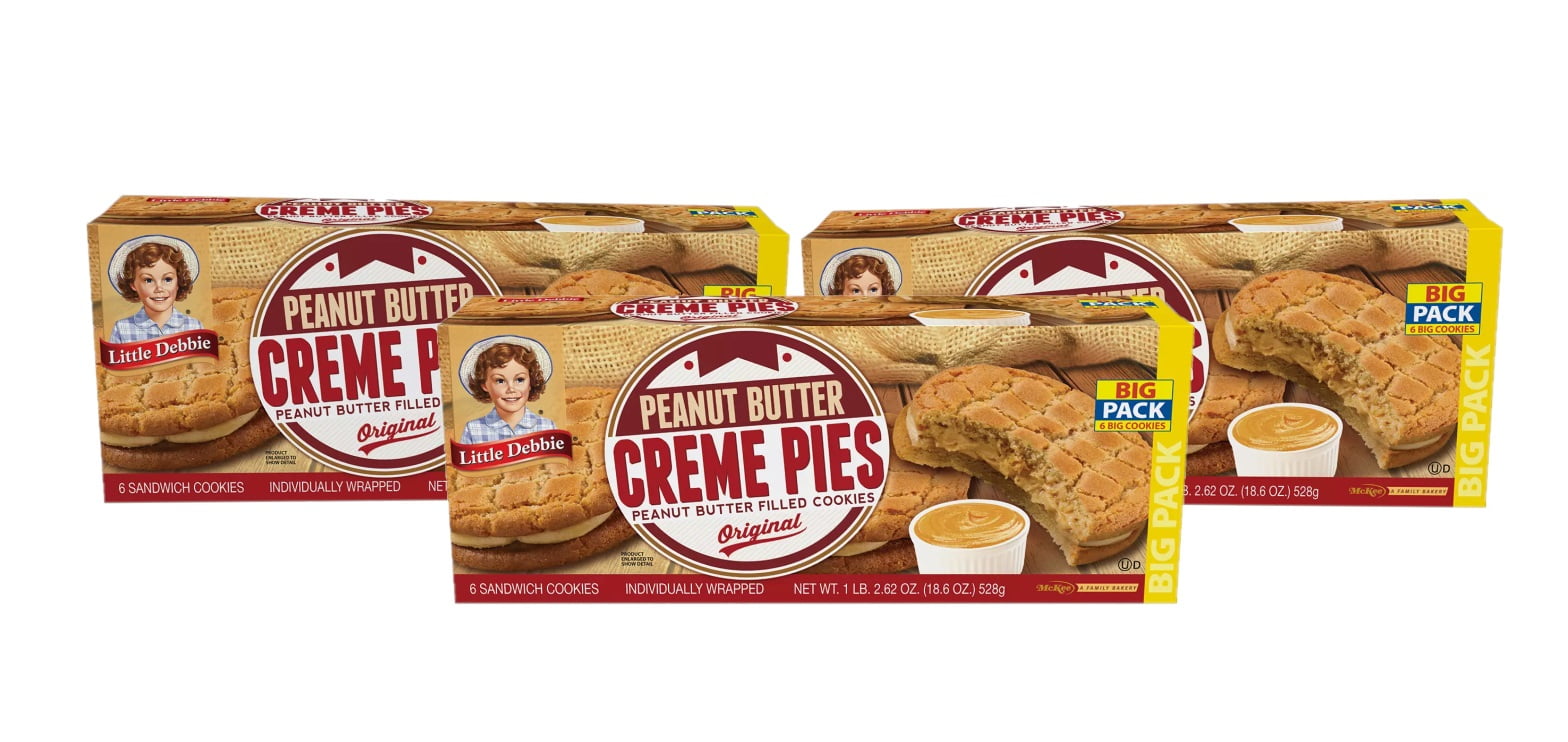 3 Pack Little Debbie Peanut Butter Crème Pies (3.1oz / 6pk)