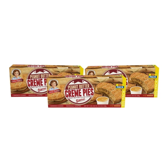 3 Pack | Little Debbie Peanut Butter Crème Pies (3.1oz / 6pk)