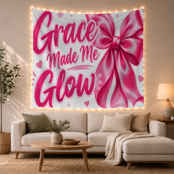 Grace Made Glow with Words Highlights Create, Inspirational Illustration for Quote Lovers, Wall Decor, Valentine'S Day Gift, Tapestry Wall Hanging for Dorm and Living Room