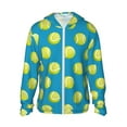 thumbnail image 2 of Uemuo Ball Tennis Pattern Women's Full Zip UPF 50+ Sun Protection Hoodie Jacket Long Sleeve Sun Shirt Hiking Outdoor Performance with Pockets-, 2 of 9