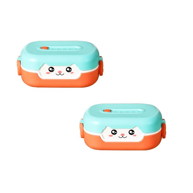 Oleegame 2PC Stainless Steel Cutlery Set Cute Cute Lunch Box For Students To Eat Lunch Box Portable Girl Fruit Light Food Lunch Box